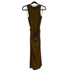 Proenza Schouler White Label Olive Green Belted Sleeveless Midi Jersey Dress XS